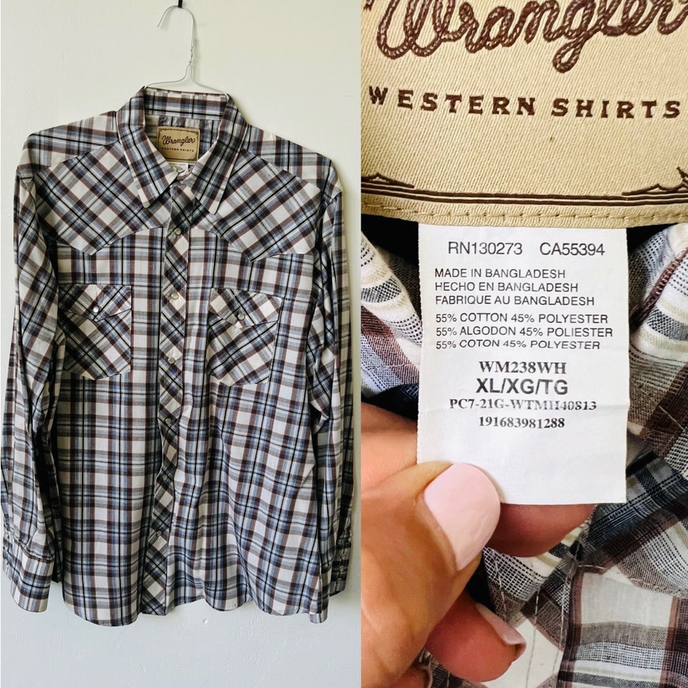 Wrangler Snap Button Plaid Western Shirt